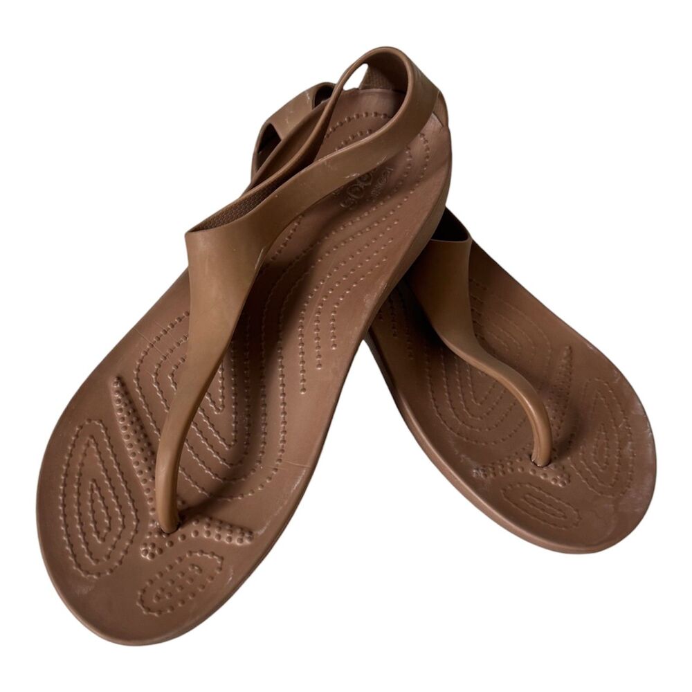 Crocs Serena Sexi Flip Bronze Sandals Womens 8 Croslite Thong